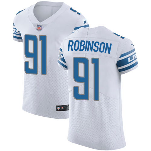 Nike Lions #91 A'Shawn Robinson White Men's Stitched NFL Vapor Untouchable Elite Jersey